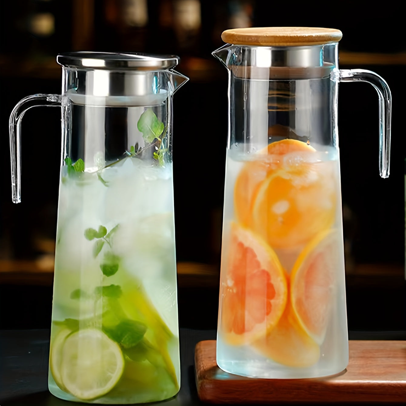 Glass Water Jug with Lid – Ideal for Juice, Bubble Tea, and Refreshing Summer Drinks