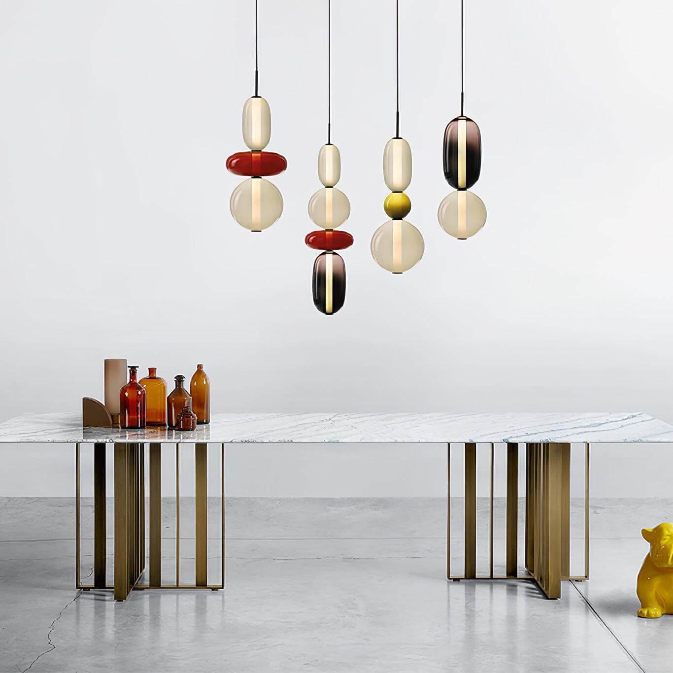 Modern Pendant Light with Coloured Glass
