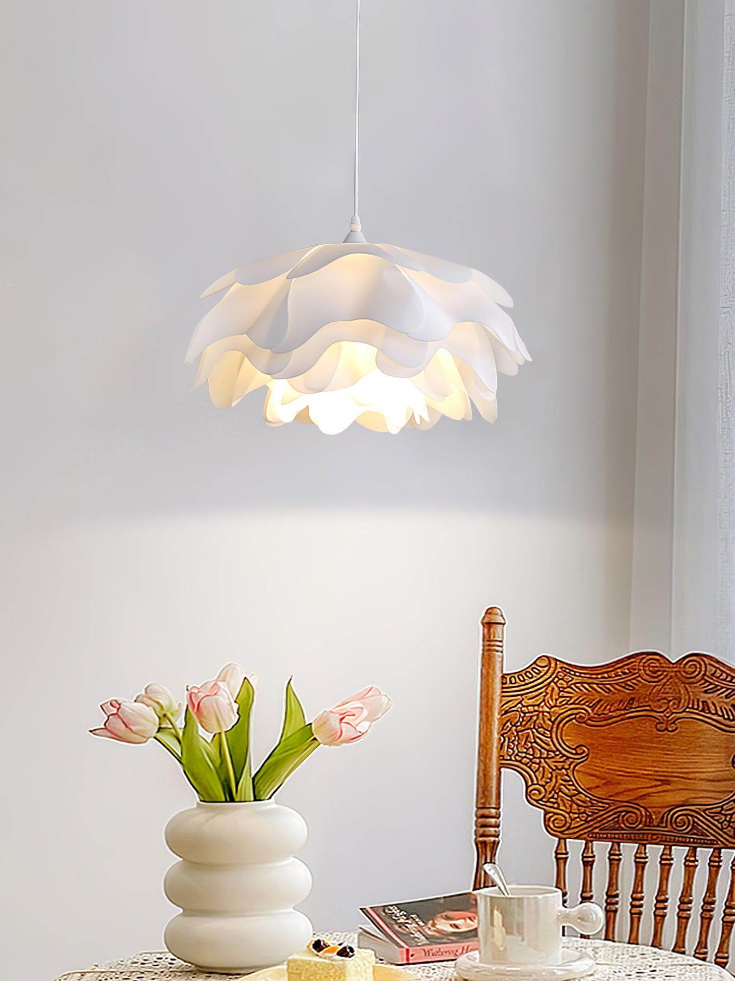Flower-Shaped Pendant Light - White Pendant Light