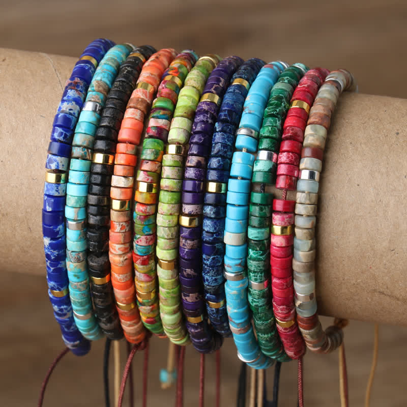 Braided Bracelet with 2.4 mm Natural Stone Beads – Seraphina