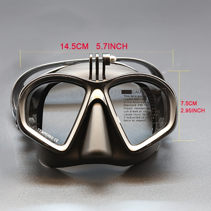 Tempered Diving Mask with Storage Case - Dive Goggles with Anti-Fog and Camera Mount