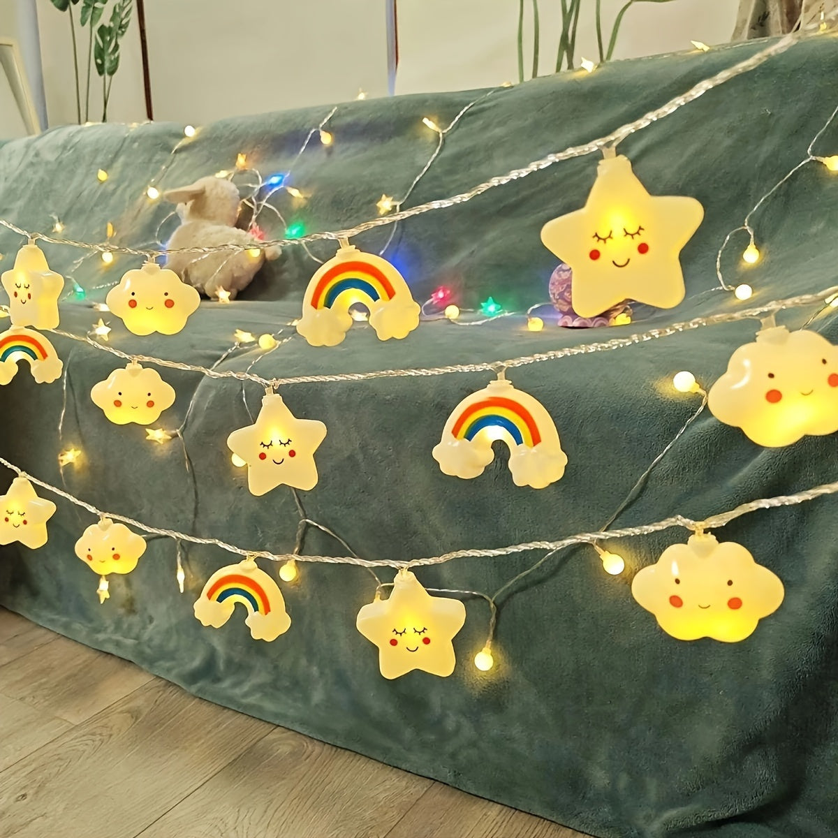 Magical LED String Lights – Star, Cloud and Rainbow Designs for a Cheerful Atmosphere