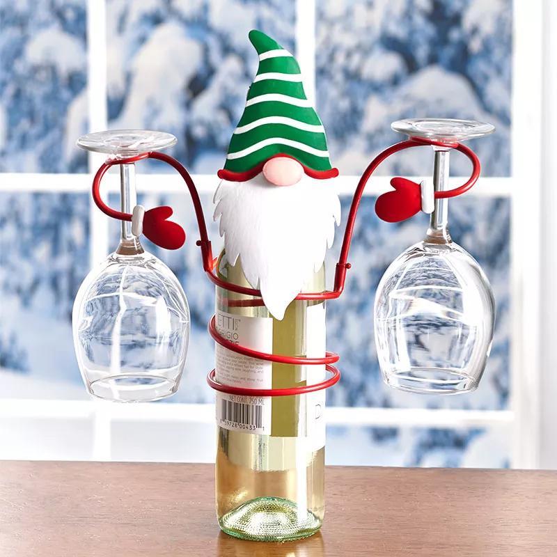 Festive Cheers Wine Glass Holder – Santa & Snowman Design for Festive Tables