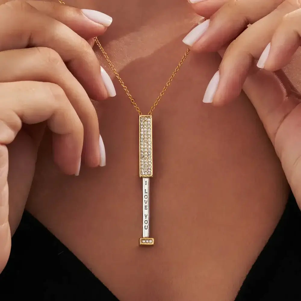AmaraBloom Luxury Keepsake Necklace | Engraved zirconia pendant for cherished connections