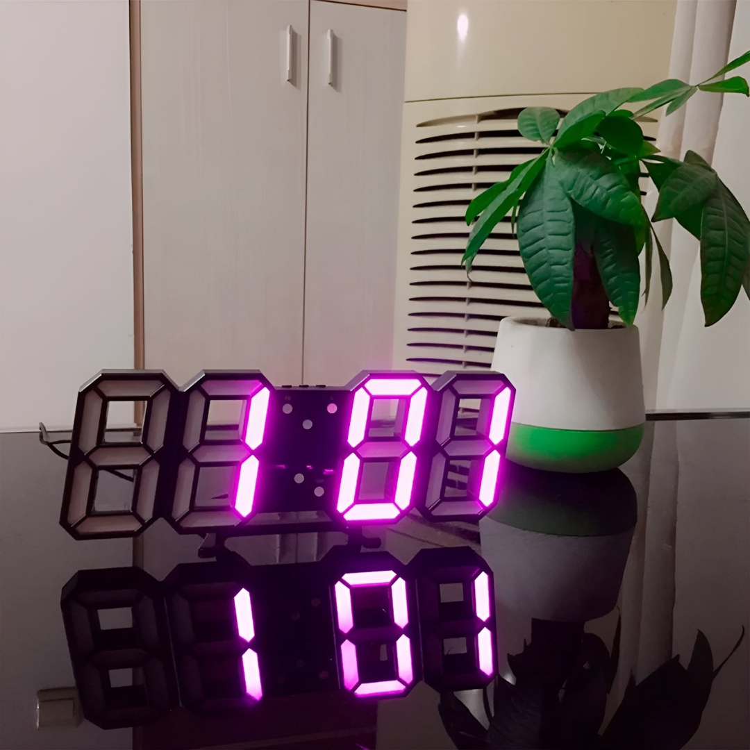Nyvox | Futuristic LED Wall Clock with 3D Technology | Modern Digital Time Display for Living Room and Office | Easy Operation | Stylish Wall Decoration | Minimalist Design | Digital Display