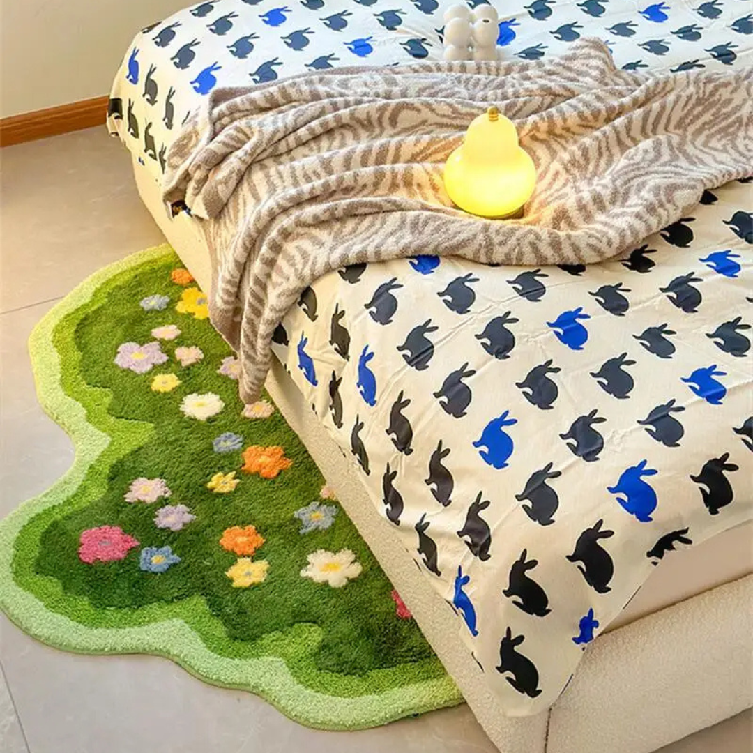 GardenGlow Bloemen Vloerkussen | Zachte vloermat met bloemenpatroon voor woonkamer, slaapkamer en ha