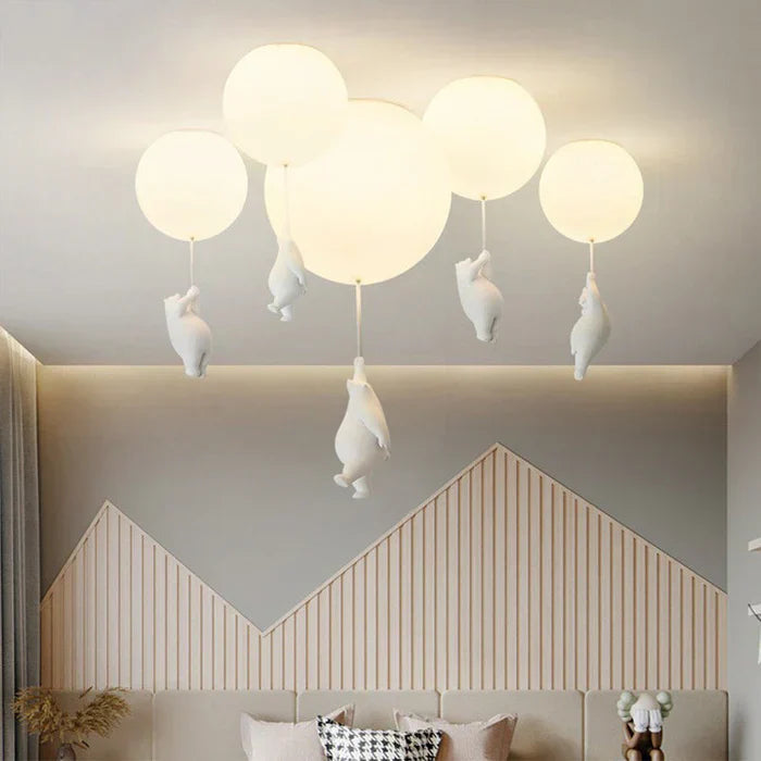 Children's Pendant Light | Bear and Balloon Design | CloudBear | Playful and Unique Design | LED Lighting | High-Quality Plastic and Metal | For Children's Bedrooms | 40 cm Diameter