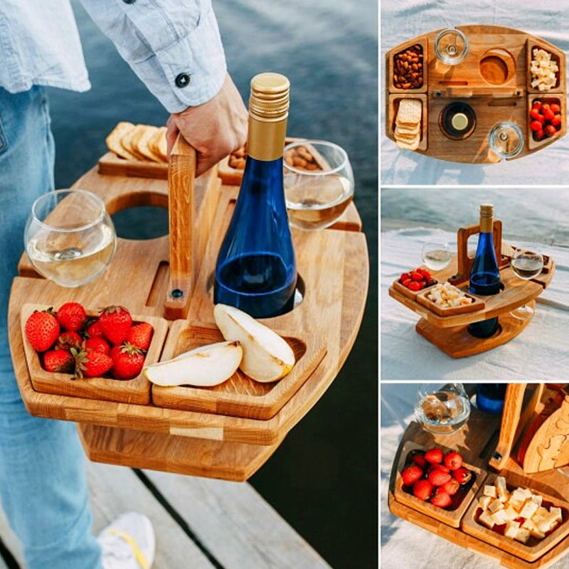 Elegant Wooden Picnic Wine Table – Practical and Luxurious