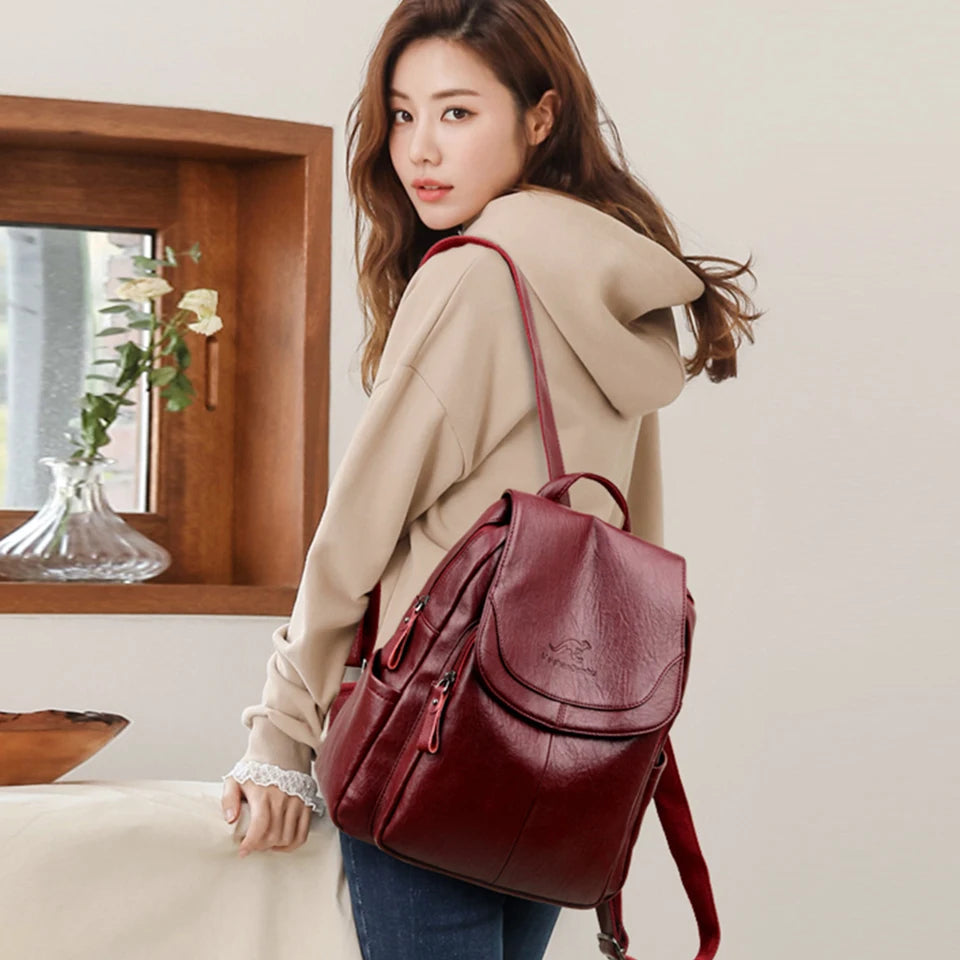 Anti-theft Mini Leather Backpack for Women