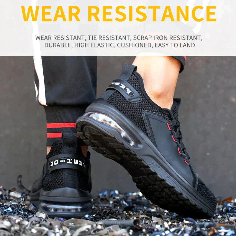 Ultra-lightweight, breathable, slip-resistant work shoes with steel toe cap