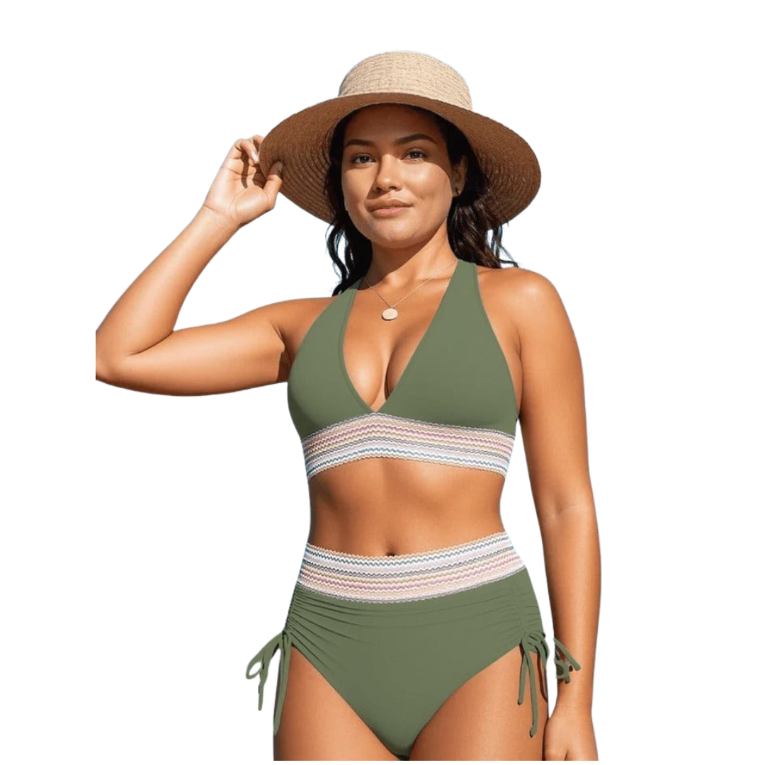 Elegant, high-waisted sculpting bikini