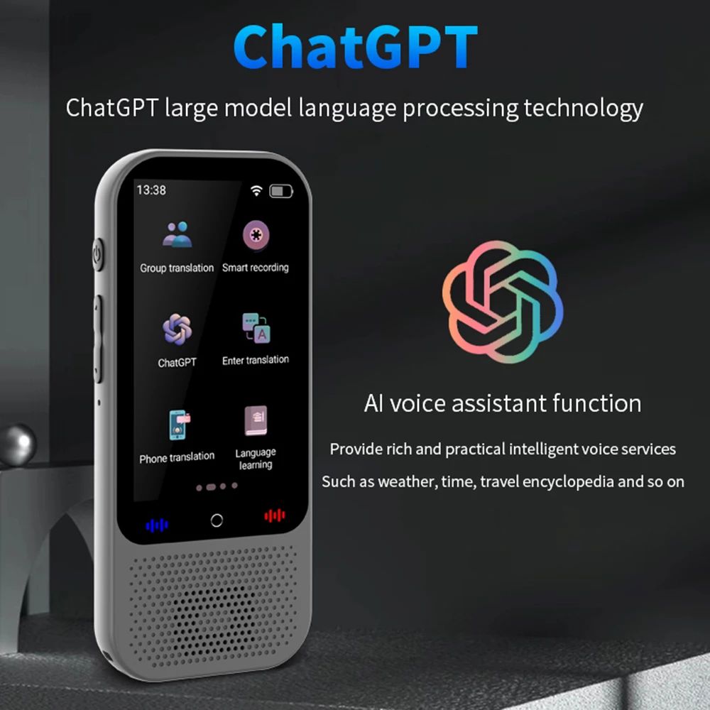 S80 Pro Portable Language Translator – 138 Languages Voice Translation, 16 Offline Translations, and ChatGPT Feature