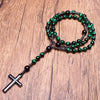 Tiger's Eye and Lapis Lazuli Cross Rosary Necklace for Men – Orion