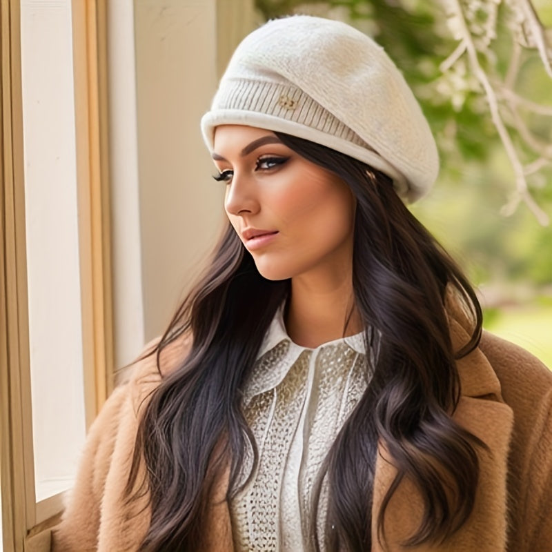 Chic Knitted Beret for Women - Elegance and Warmth for Winter