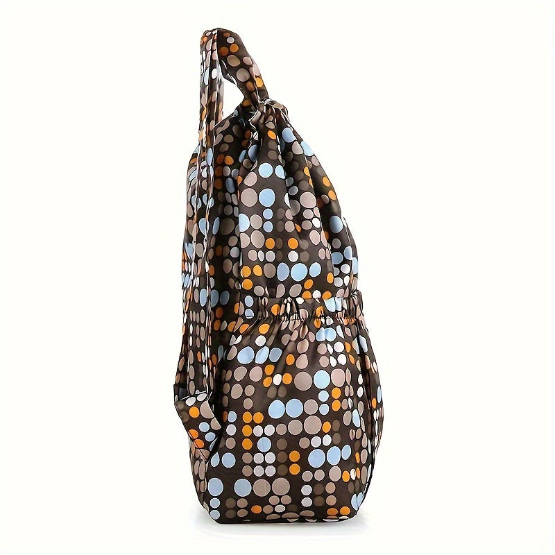 Geometric Nylon Backpack with Drawstring Closure – Perfect for Travel and Sports Activities
