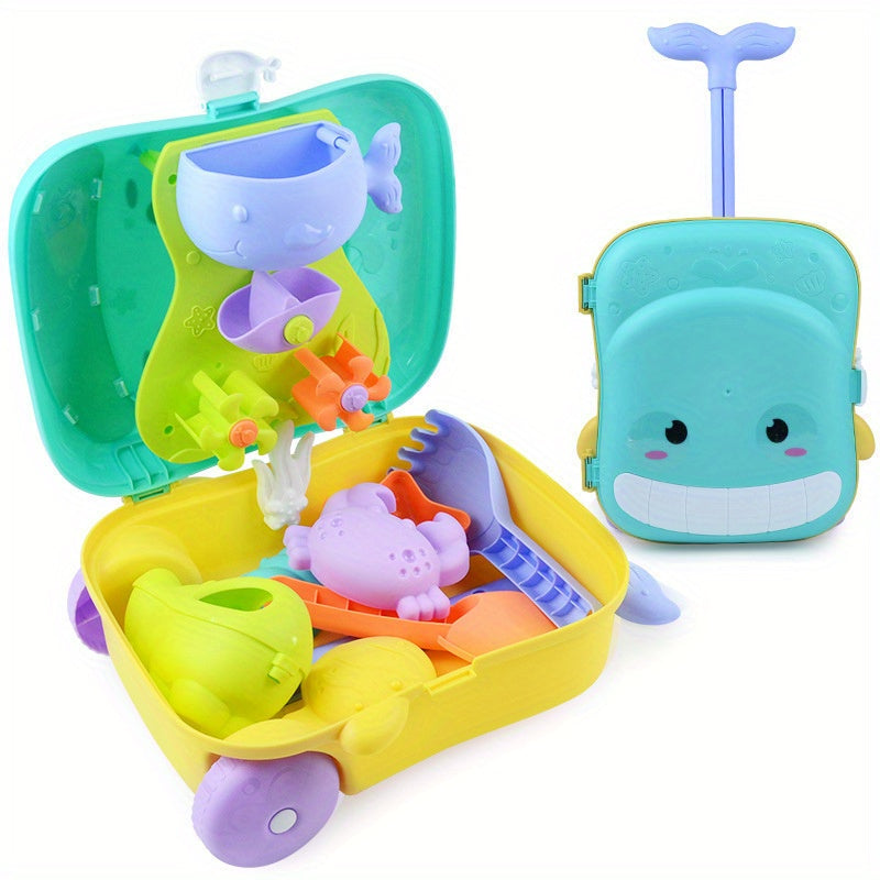 Whale-Themed Beach Toy Set for Babies – 8-Piece Suitcase