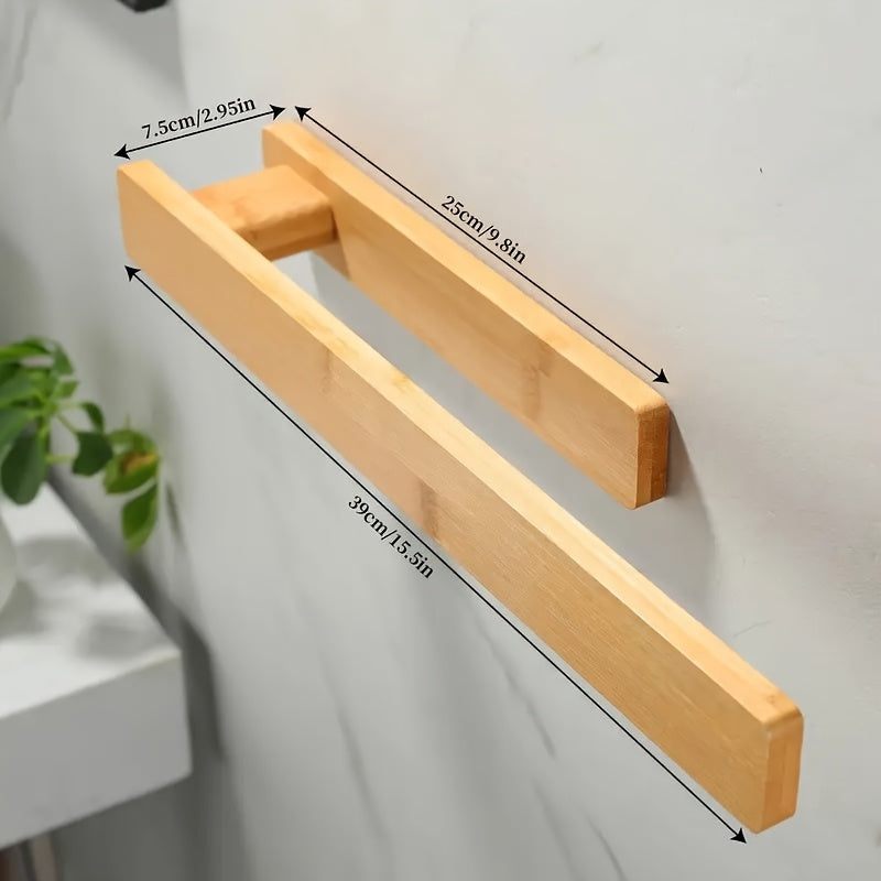 Modern Wooden Towel Holder – Elegant Wall Mounting Without Tools
