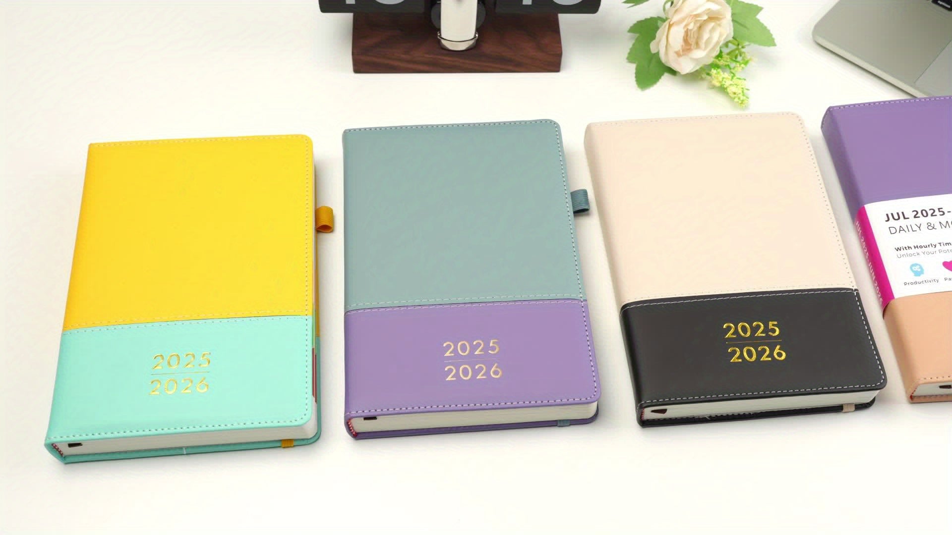 2025-2026 planner with monthly and daily schedule | Diary | Luxury leather planner with tabs and storage pocket
