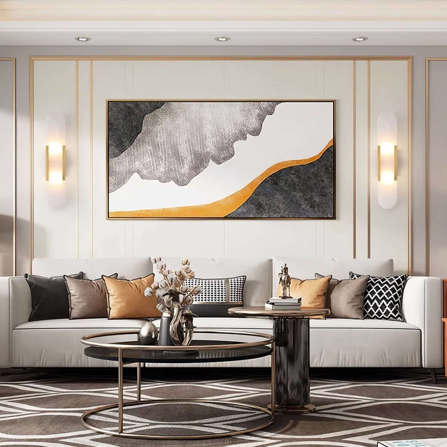 Modern Wall Lamp - Alabaster & Metal