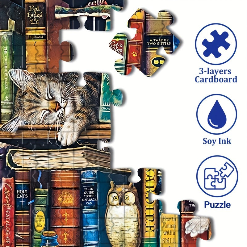 Cat on Bookshelf Puzzle – For Puzzle Enthusiasts and Cat Lovers