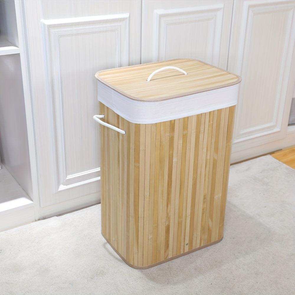 Bamboo Laundry Basket with Lid and Handles – Naturally Space-Saving Storage