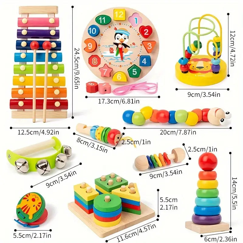 Colourful Wooden Toy Set - Educational Toys for Children