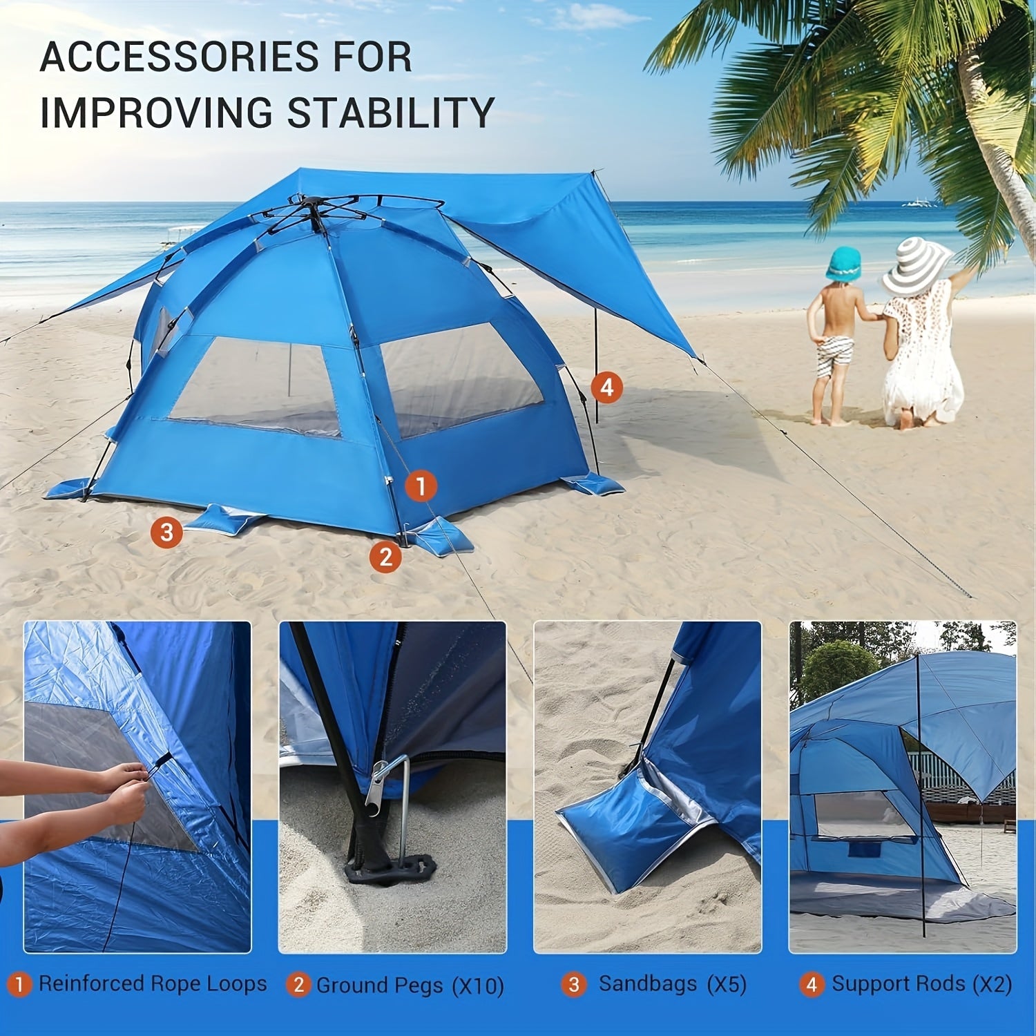 BreezeShield Beach Tent – Lightweight and Spacious for 4-6 People