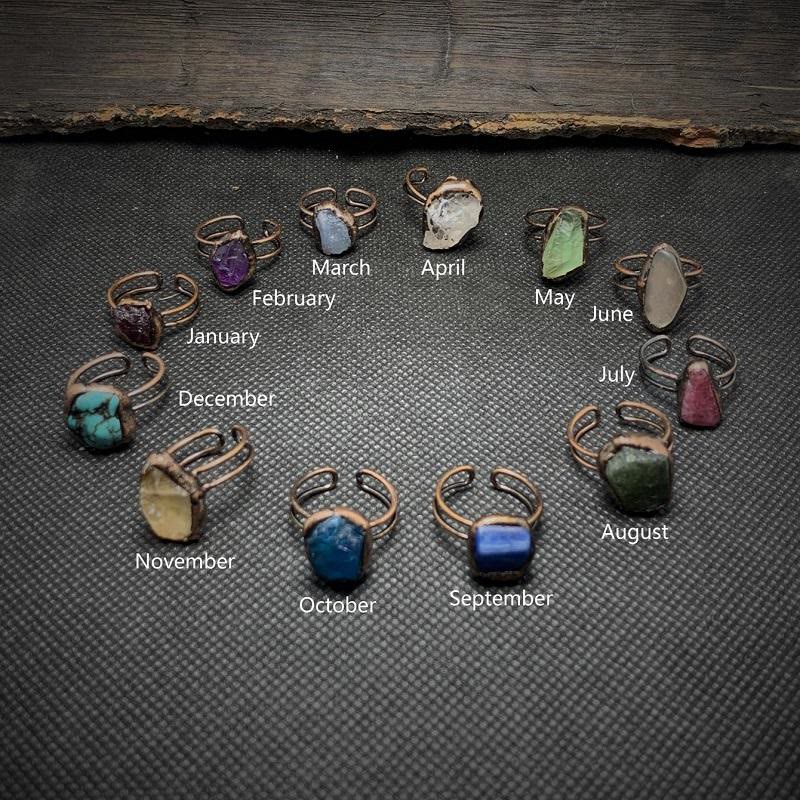 Natural Raw Stone Birth Ring – Selina
