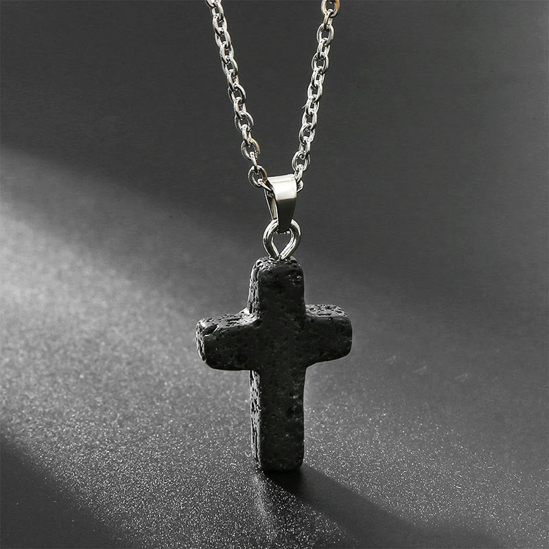Necklace with Cross made of Natural Gemstones – Seraphina