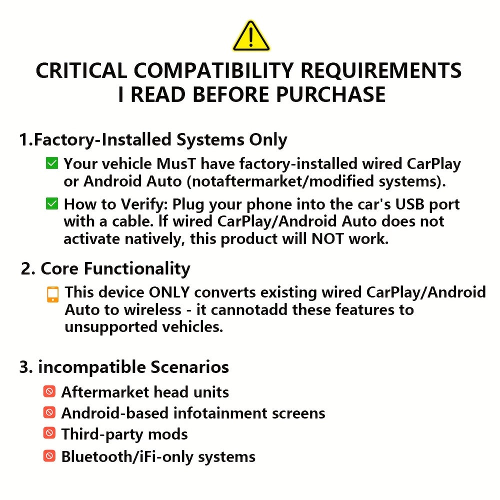 2-in-1 Wireless CarPlay & Android Auto Adapter – Plug & Play Quick Connection