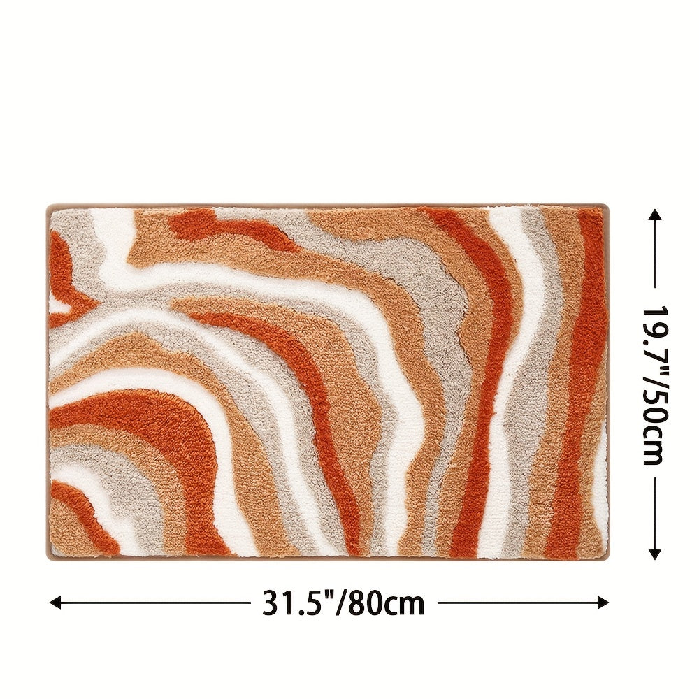 Geometric Bathroom Rug – Absorbent and Soft with Non-Slip Backing