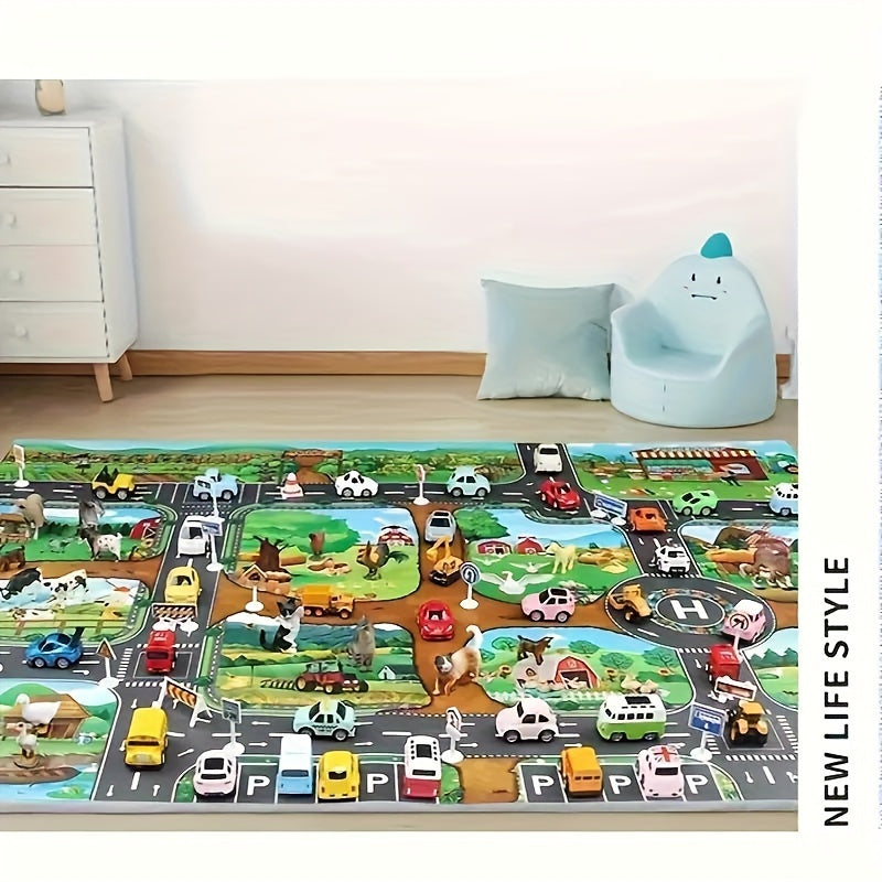 Interactive Play Mat Adventure – Explore Farm and Traffic With Toys