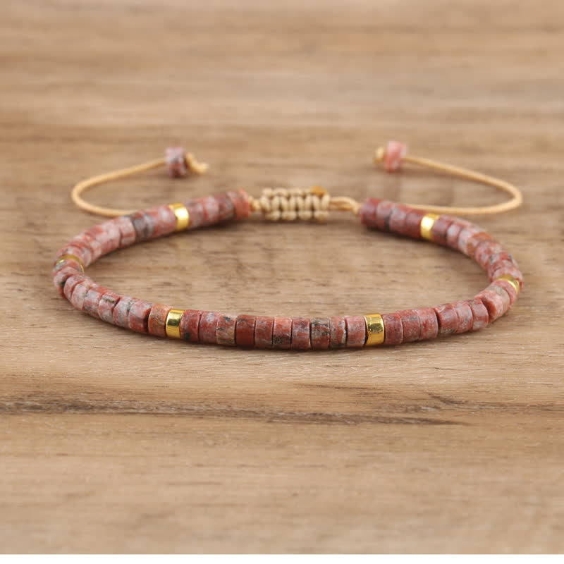Braided Bracelet with 2.4 mm Natural Stone Beads – Seraphina