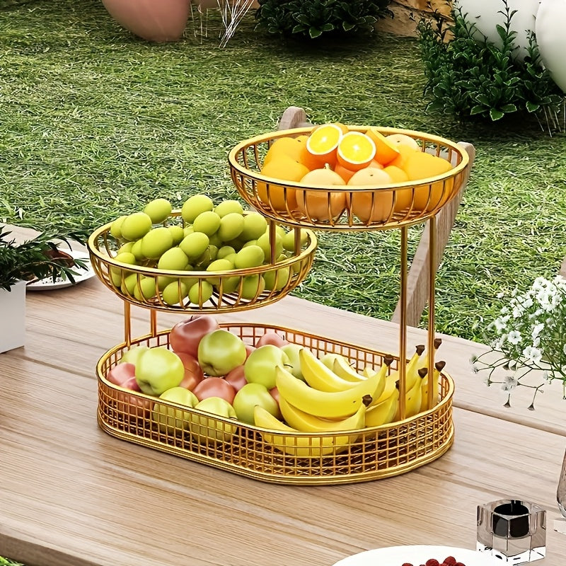 GoldenTier 3-Tier Fruit Basket – Elegant and Practical