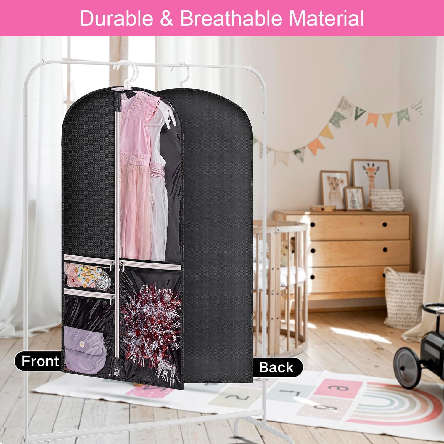 Dance and Costume Garment Bag Set – 5-Pack with Transparent Pockets and Foldable Flap (Buy 1, Get 1 FREE)