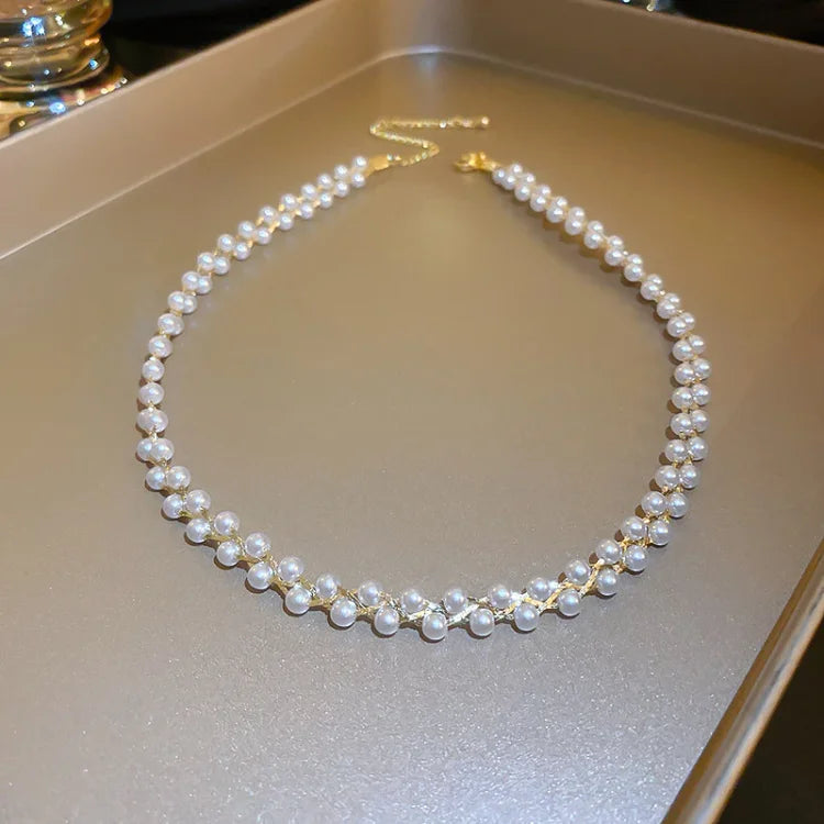 Double Crystal and Pearl Necklace – Amira
