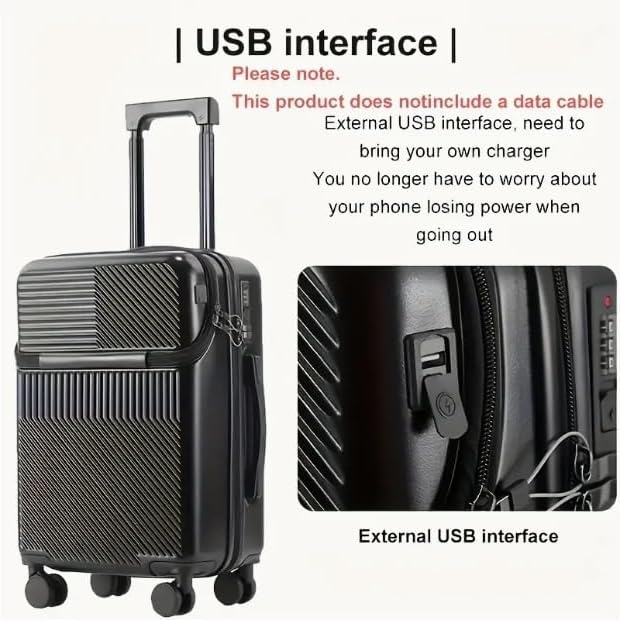 50.8 cm Hard-shell Cabin Luggage with Cup Holder, USB Port and TSA Lock