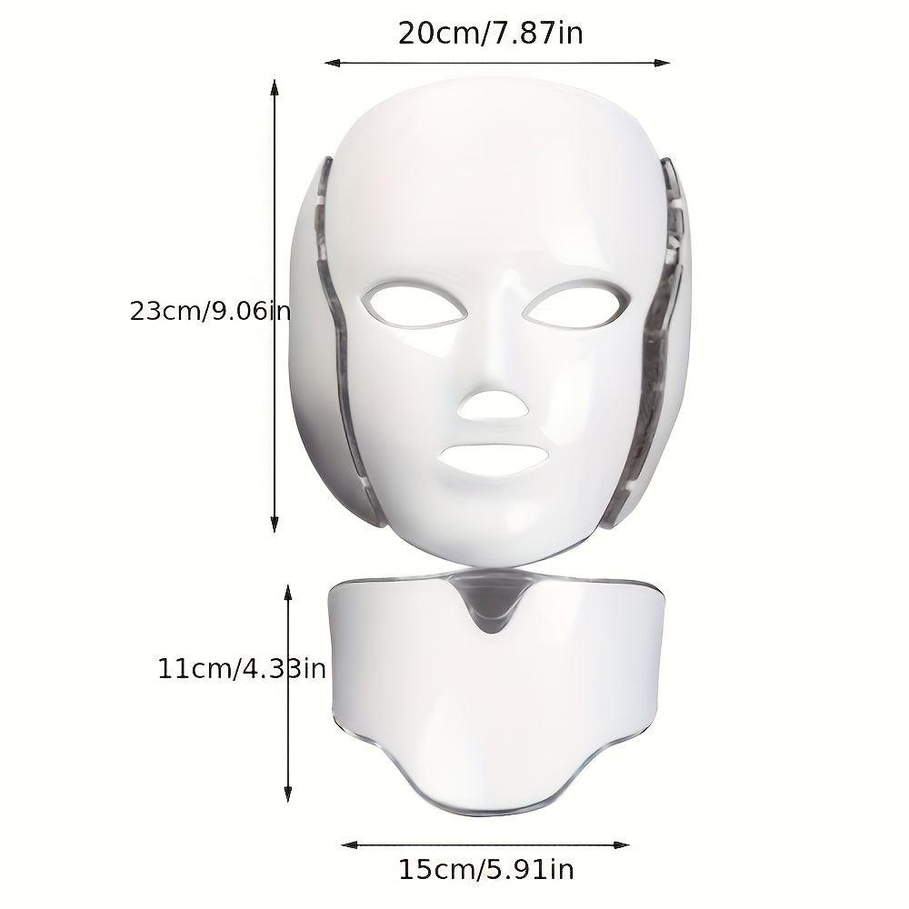 7-Colour LED Face and Neck Mask – USB Rechargeable Skincare Device