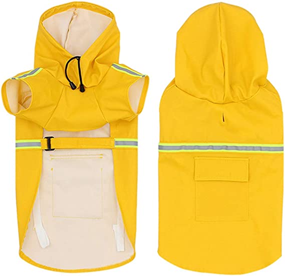 PupJoy - Reflective Dog Raincoat + Hood - Safe Night Walk