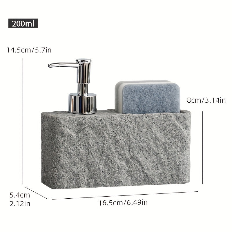 Stone Look Soap Dispenser with Sponge Holder – Stylish and Practical for Kitchen or Bathroom