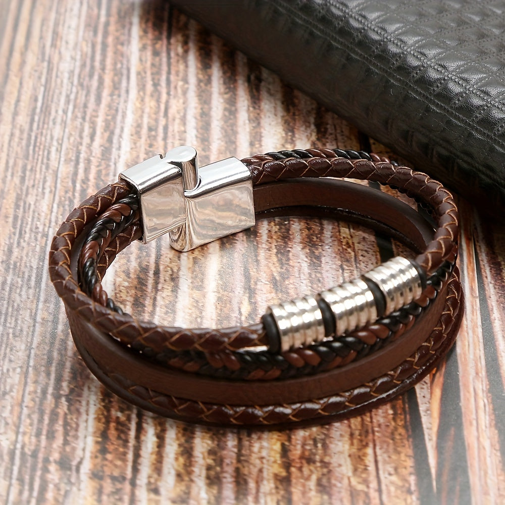Refined Braided Leather Bracelet - For the Stylish Man