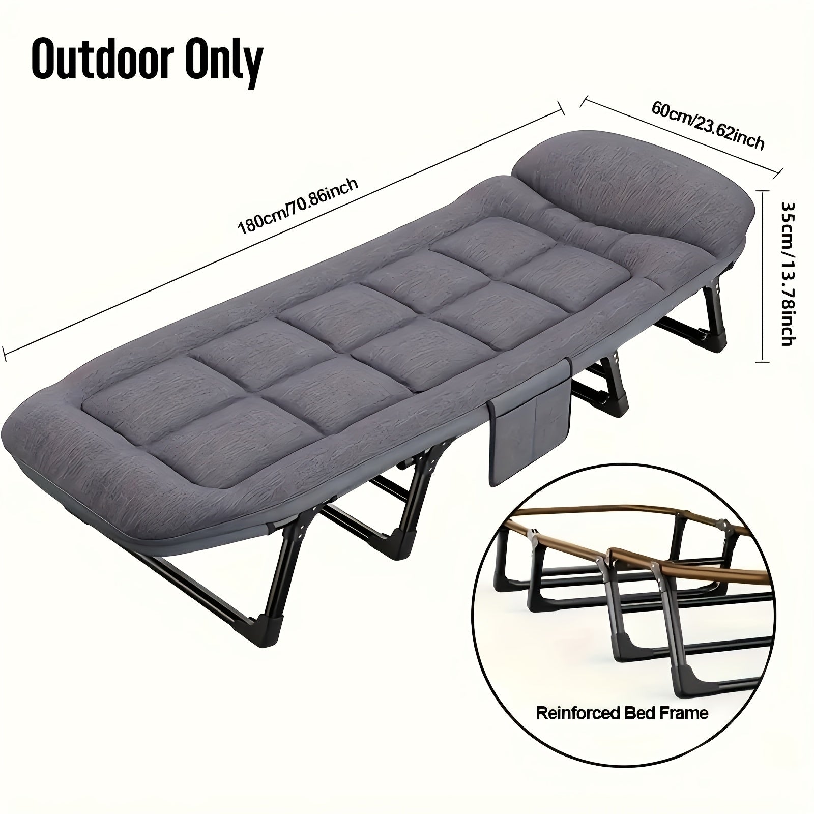 Foldable Camping Bed for Adults – Lightweight Aluminium and Stainless Steel Frame