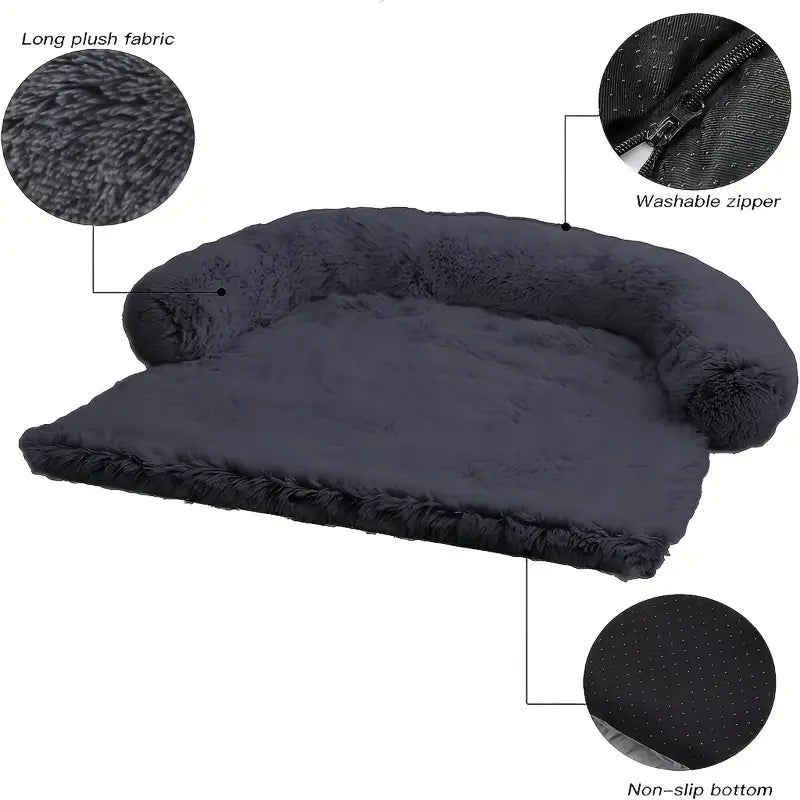 Plush Dog Bed with Removable Washable Cover - Soft and Multifunctional Sleeping Mat for Large, Medium and Small Dogs