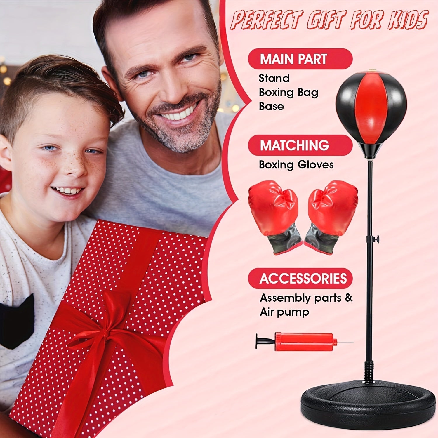 Junior Punch Bag - Adjustable Punch Bag with Gloves for Children