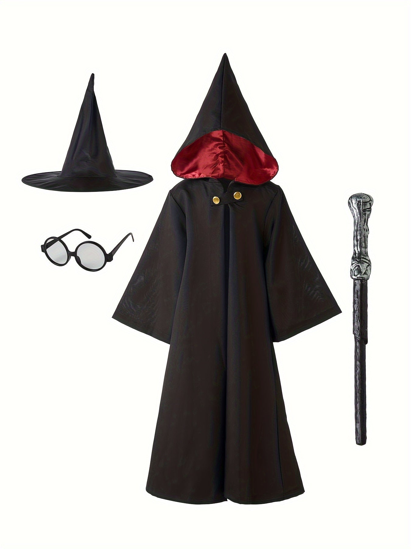 Harry Potter Wizard Costume for Children – Complete with Hat, Wand and Glasses