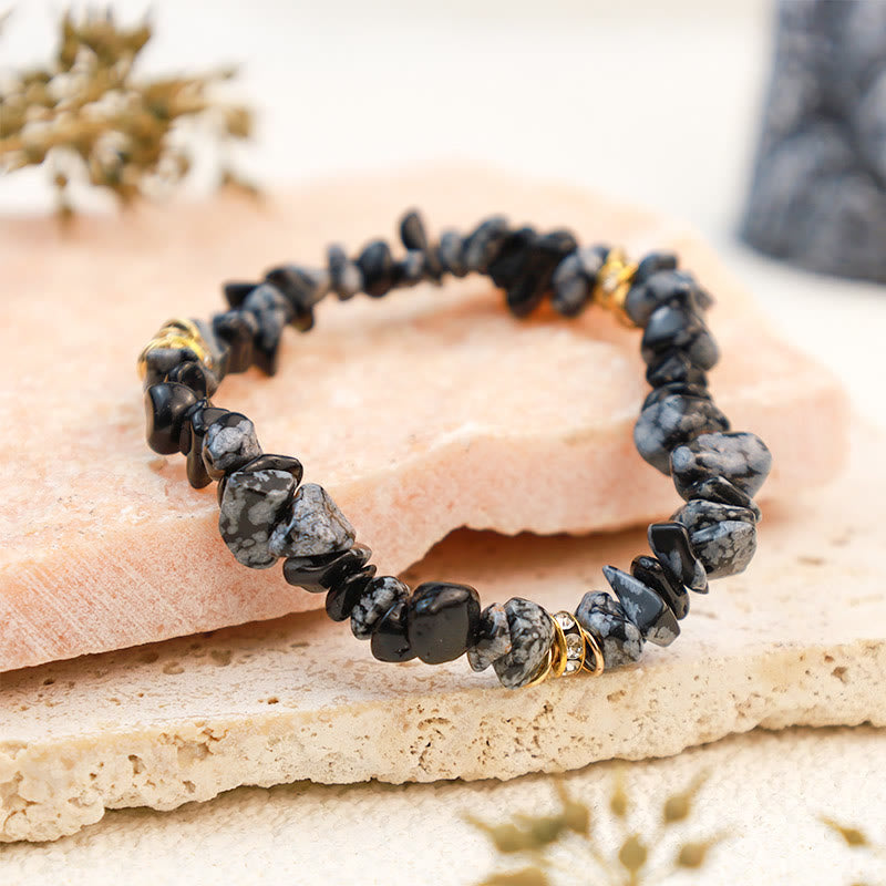 Stylish Bracelet Made of Natural Stones and Crystal Beads - Celine