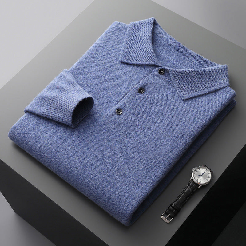 Meriwarm Longsleeve Polo | Men's Clothing | Luxury polo made from merino wool and cashmere for winter