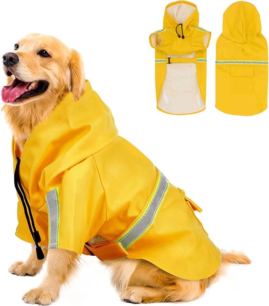 PupJoy - Reflective Dog Raincoat + Hood - Safe Night Walk