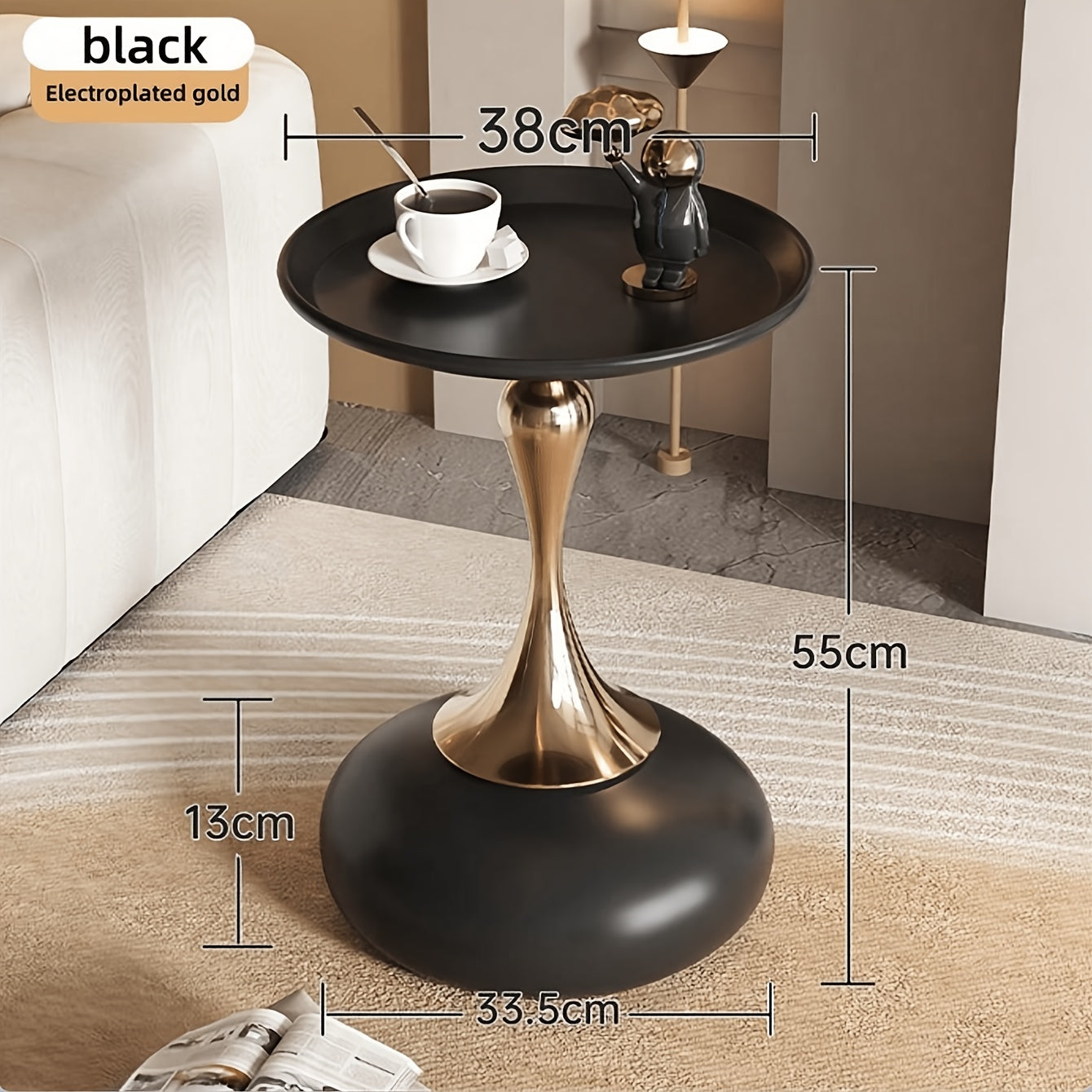Ningqin Gold-White Side Table – Compact and Chic Design