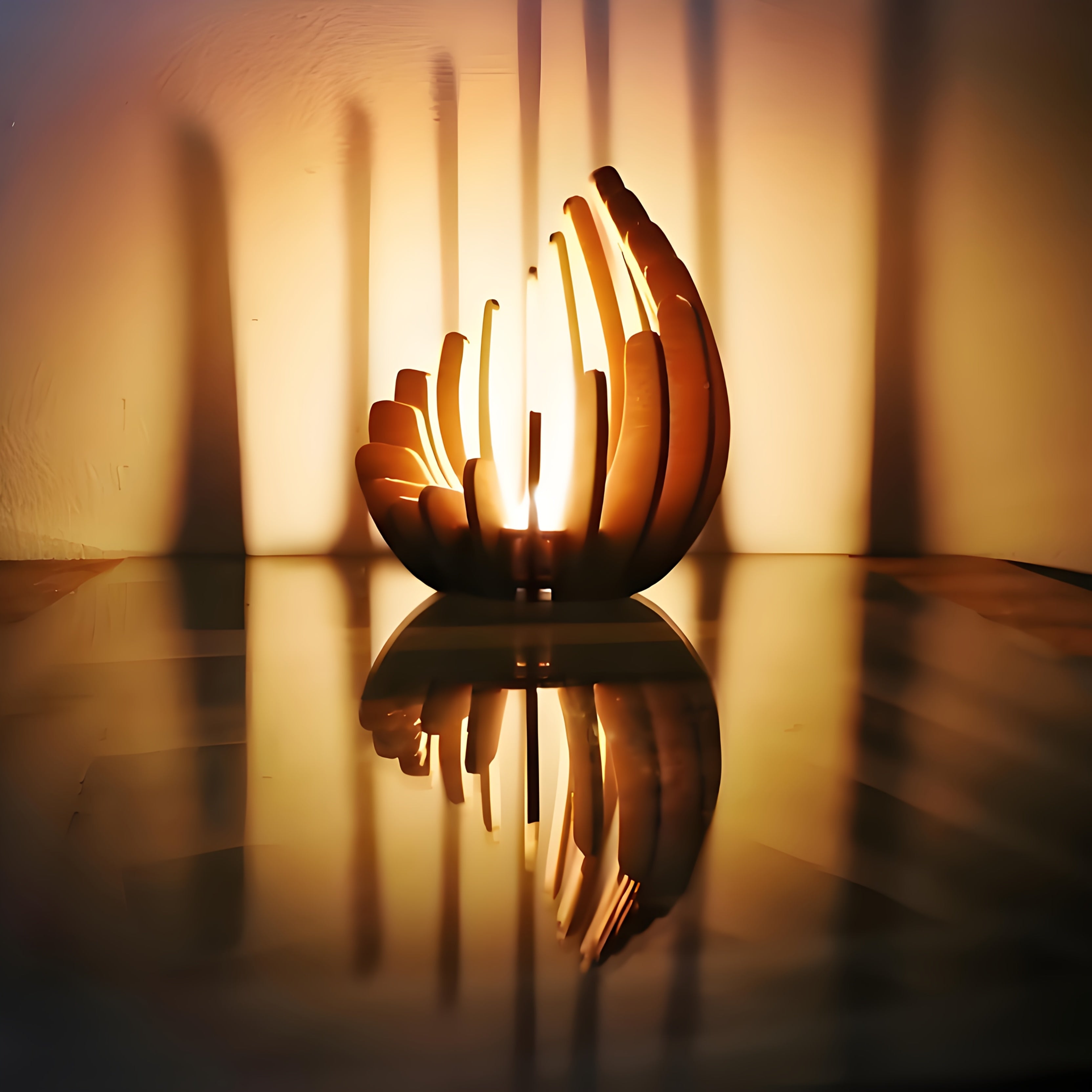 Bohemian Lotus Candle Holder – Handmade Layered Wood Design